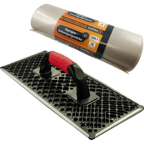 CONTOO WDVS Schleifbrett Raspel Egalisierungsbrett 380mm+Styropor-Abfallsäcke 10x300L (1/5)