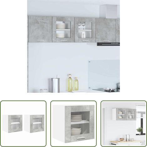 Hängeschrank - Hängeschrank mit Speicher Riga 2 pcs Beton Grau 40 x 31 x 40 cm (1/5)