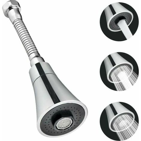 Grifo de cocina de acero inoxidable y ABS de 19 cm con rociador extraíble, giratorio 360°, filtro ahorrador de agua, antisalpicaduras, 3 modos para cocina, baño y cocina. (1/5)