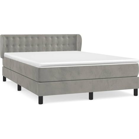 Maison Exclusive - Cama box spring con colchón terciopelo gris cl (1/5)