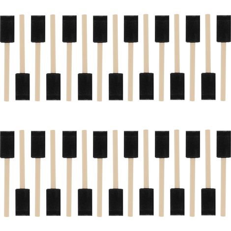 30 Pièces Pinceau en Mousse Peinture, 15 × 2,8 cm Pinceau Mousse, Pinceaux Eponge avec Manche en Bois, Pinceaux en Mousses, pour Vernis, Pigments de Peinture, Acryliques Travaux Manuels, Noir (1/5)