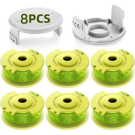 Pack Updated Model Spool Trimmer Line Suitable for Ryobi One +18v, 24v, 40v Trimmers, Ø2.0mm and 3.4m Length AC14RL3A Trimmer Replacements (6 Spools, 2 Covers) (1/5)
