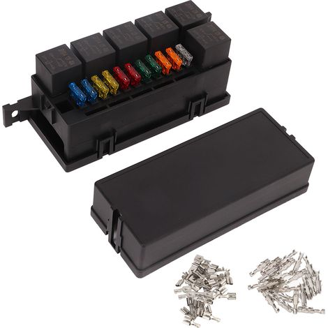 Ortviai Boîtier étanche de relais et fusibles 12 V avec 6 relais Bosch + 11 fusibles ATC/ATO pour voiture, bateau et yacht (1/3)