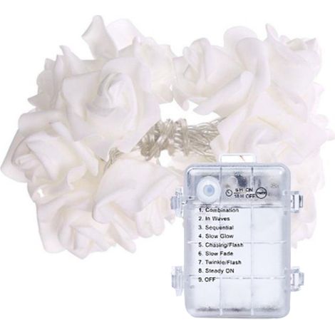 Guirlande Lumineuse Rose - 10 Led Fleurs - Mode Continu Clignotant - Pile Aa - Décoration Intérieur Extérieur Mariage Fête (1/5)