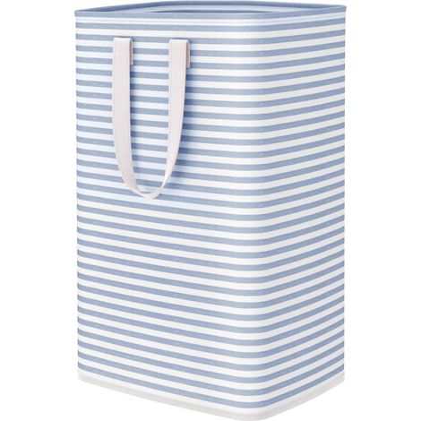 Panier à linge pliable 75L bleu, avec poignées, pour chambre, salle de bain, buanderie. (1/5)