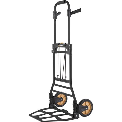 Diable pliable en acier 150kg - Plateforme aluminium - Poignées rabattables en plastique (1/5)
