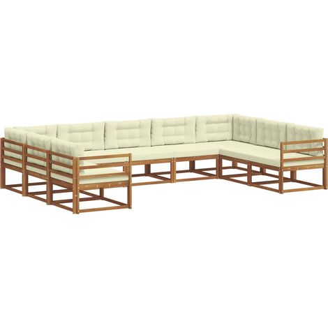 Outdoor Sofa Set with Cushion 9 pcs Natural and Cream vidaXL (1/5)
