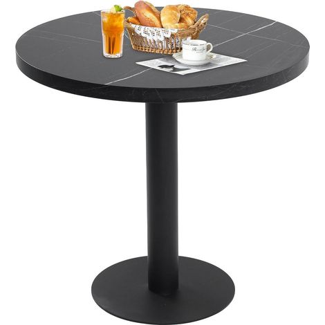 Runder Esstisch 80cm Schwarz Marmoroptik MDF Metallgestell Küche Esszimmer (1/5)