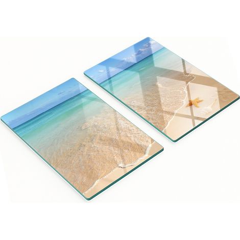 Planches en verre résistantes et élégantes avec motif d'étoiles de mer sur la plage 2x40x52 cm (1/5)