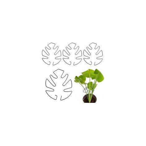Lot de 4 Supports Tiges Plantes,Monstera Grimpantes, Tuteur Métallique pour Plantes avec Motif de Feuilles, 14 cm x 15 cm, pour Plantes Grimpantes et Plantes d'Intérieur Décoration (Noir)