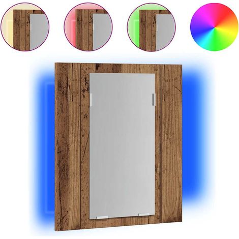 Armoire murale à miroir - Meuble de salle de bain LED vieux bois 40x12x45 cm fr3006 - Maison La Vie (1/5)