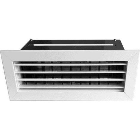 Aldes – Bouche VMC motorisée 12V L400xH100mm – Aluminium blanc et noir – Montage sans vis – Contrôle précis du débit d'air