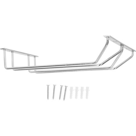 Porte-verres en acier inoxydable à double rangée - Support de rangement suspendu pour verres à pied sous placard (1/5)