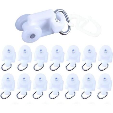 50 roulettes coulissantes pour rideaux – accessoires pour tringles à rideaux, crochets coulissants en plastique pour rails de guidage
