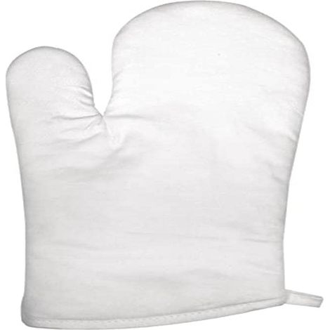 Gant de four blanc uni en 65 % coton / 35 % polyester, lavable, taille unique 28x16 cm – 1 pièce