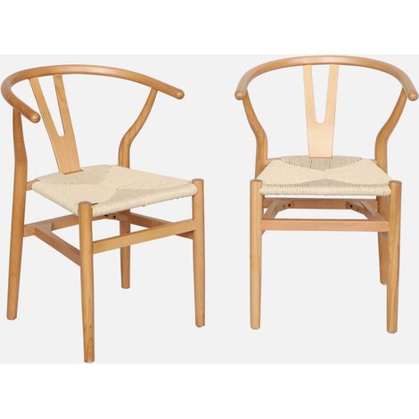 Set 2 sede in legno con seduta in corda