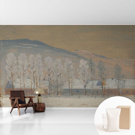 Papier peint intissé décoratif pour salon chambre et cuisine Facile à poser avec colle Scène hivernale 416x254 cm (1/5)
