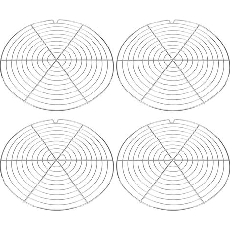 Lot de 4 Grille ronde, Diamètre 30 cm, Acier inoxydable, Pieds stables, Cuisine, Pâtisserie (1/5)