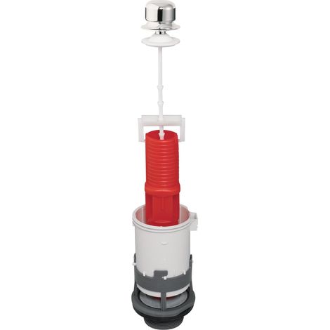 Mécanisme de chasse d'eau MX simple chasse à tirette chromée, Wirquin 10723590, gris et rouge