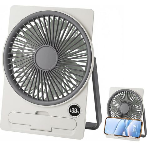 Ventilateur de Bureau, Ventilateur USB Silencieux, Mini Ventilateur Silencieux 5 Vitesses, avec Affichage LED, Petit Ventilateur Portable pour Bureau, Maison, Chambre à Coucher (Gris) (1/5)