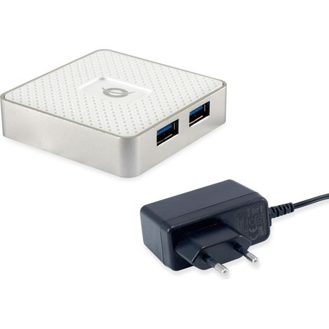 Conceptronic HUBBIES03W Schnittstellen-Hub USB 3.2 Gen 1 (3.1 Gen 1) Micro-B 5000 Mbit/s Weiß (1/2)