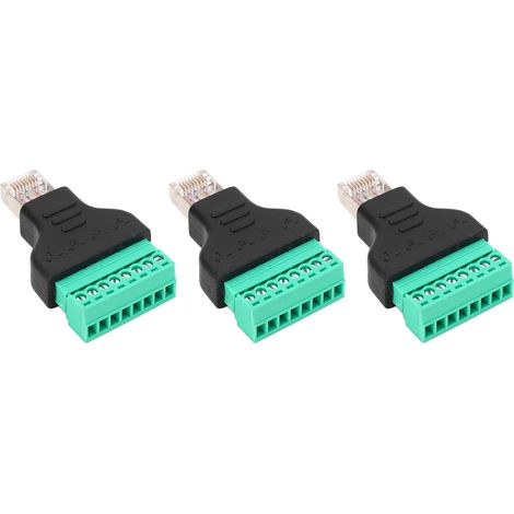 Lot de 3 adaptateurs à vis RJ45 (filetage femelle RJ45 vers connecteur réseau 8 broches) sans soudure (1/5)