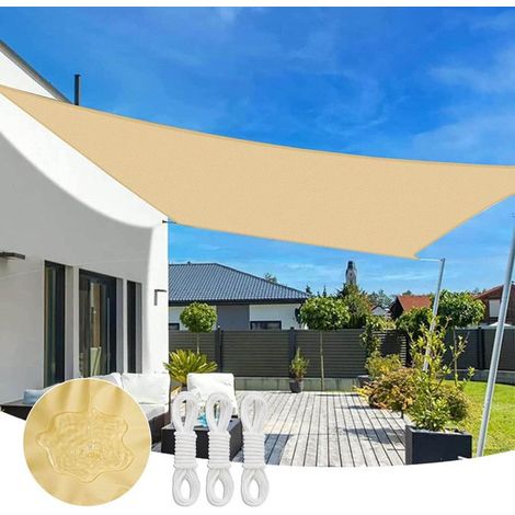 Voile d'ombrage Rectangulaire Imperméable 420D Oxford Toile d'ombrage 95% UV Protecteur pour Patio Extérieur Jardin Terrasse - 4x4m (1/5)