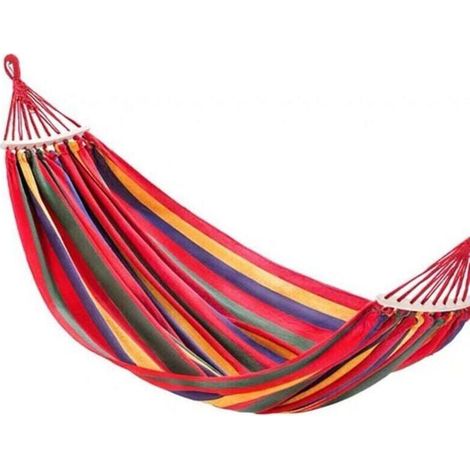 Filiyano – Sac de rangement inclus – Hamac de camping - ZOR® - 280 x 80 cm - Coton respirant - Charge maximale : 150 kg - 1 personne - Rouge - Sac de (1/4)