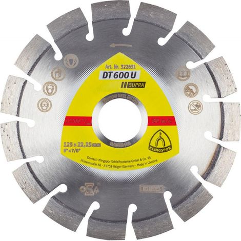Disco K.diam. SEG.125mm x 2.4mm x 22.2mm DT600U para hormigón armado, diente corto (20mm). (1/2)