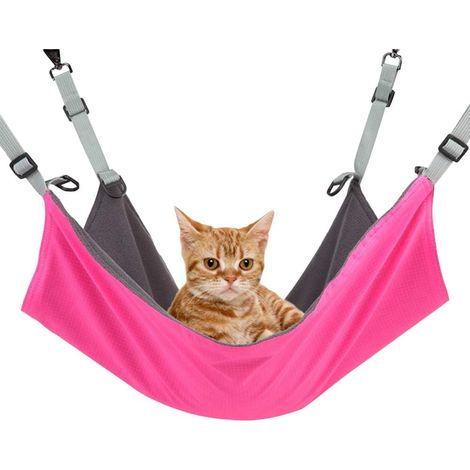 Lit suspendu pour chat réglable et réversible avec coussin confortable (rose) (1/5)