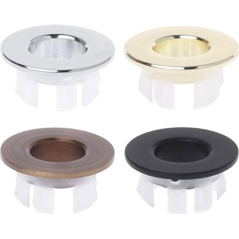 4 Piece Sink Overflow Rings Metal Caps in Copper Antique