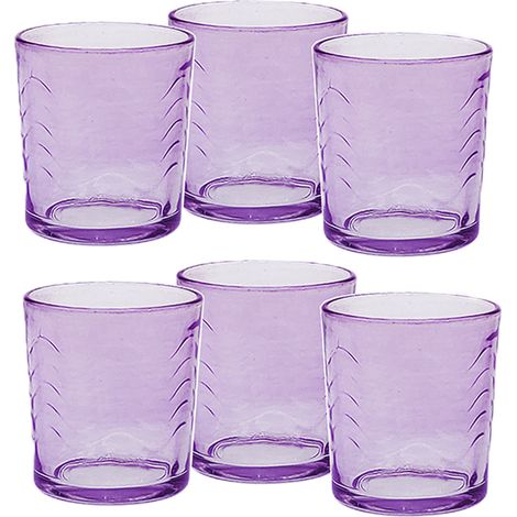 Bicchieri retro' viola Eleganti per Stile e Raffinatezza in Vetro 26cl Set di 6 fondo viola in casa per Ogni Tavola e Occasione bar hotel ristorante