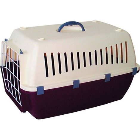 Transportin para Perros M 39x60x40 cm. Caja de transporte de plástico para perros y gatos, jaula de transporte