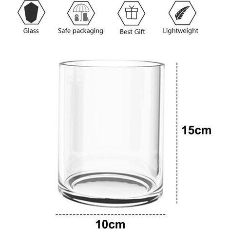 Vaso cilindrico in vetro trasparente, 12x12x17/27/32 cm – Vetro spesso – Per bouquet e candele – Decorazione moderna (1/4)
