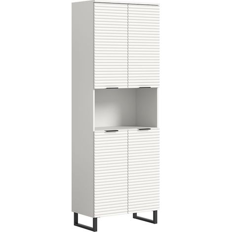 Riff Hochschrank Bad 4 Türen 1 Fach weiß.