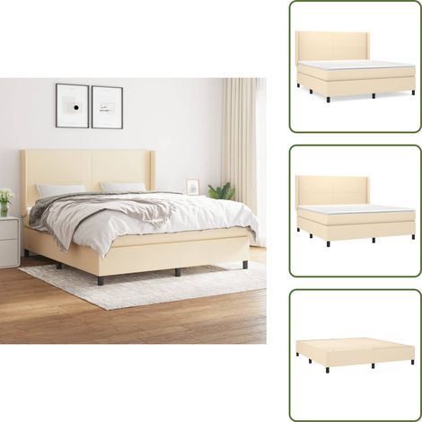 Boxspringbett mit Matratze Creme 160x200 cm Stoff - Boxspringbett - Doppelbett - Cremefarbenes Bett - Bettenausstattung - Schlafsystem (1/5)