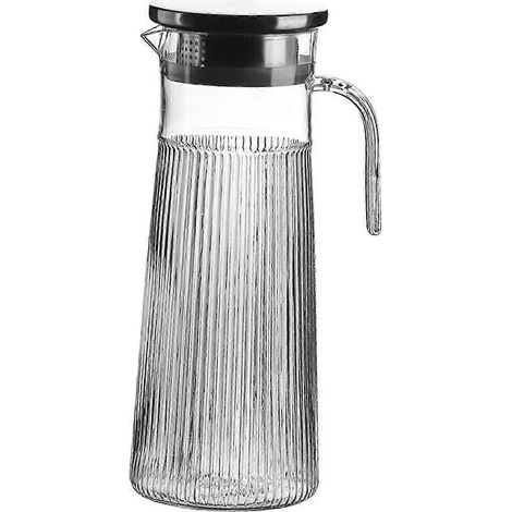 Kaltwasserkrug, Saftkrug, Wasserkrug, Restaurant, gestreift, transparent, Heiß- und Kaltwasserkrug, Saftkrug für Milch, Eistee, Café-Getränke-1.2L (1/5)