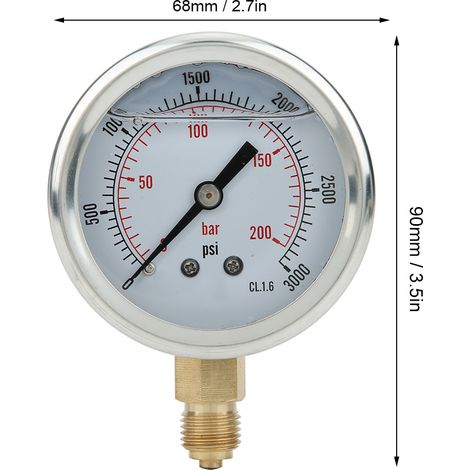 Manomètre de pression d'injection d'huile radial TS-PGG604-200 bar 1/4 BSP Y60 (1/5)