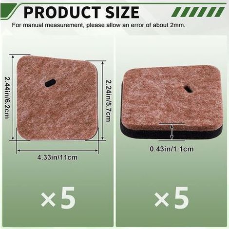 5 Unités - Filtre à air - Préfiltre - Remplacement Stihl 4140-124-2800 4228-124-1500 - Pour Débroussailleuse Taille-haie - Mousse Haute Densité - Lavable (1/5)