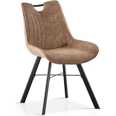 Stuhl 'Paola' PU Mikrofaser Dunkelbraun, Maße: H87 x B54 x T63 cm (1/5)