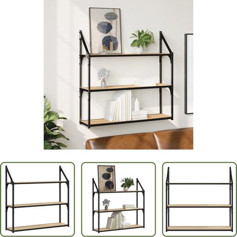 Rangement mural - Étagère murale 3 niveaux chêne sonoma 80x21x78,5 cm (1/5)