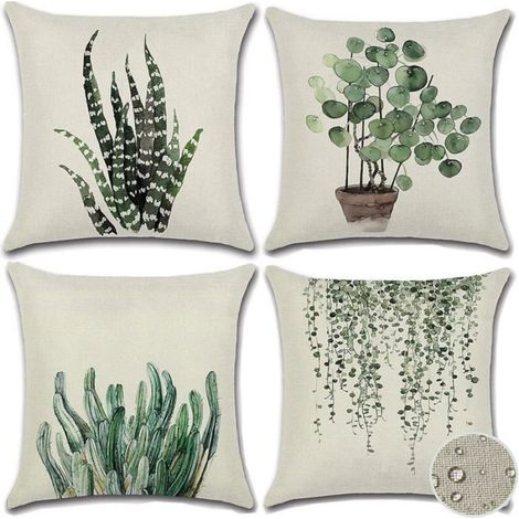 Taies d'oreiller pour plantes d'extérieur,ensemble de 4 taies d'oreiller d'intérieur et d'extérieur vertes (18 x 18 pouces)