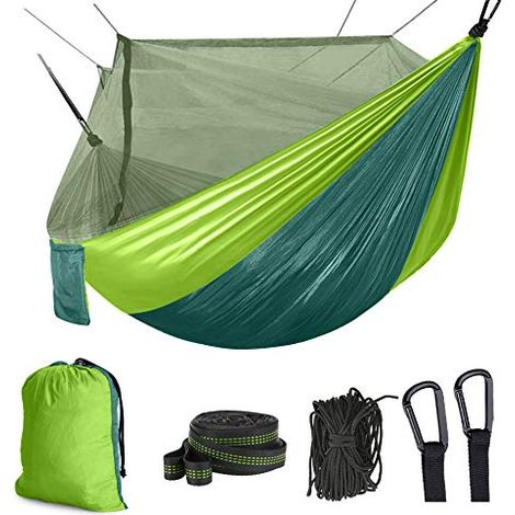 Hamac avec moustiquaire, Double hamac de Camping, moustiquaire, moustiquaire, étanche, Portable et léger pour randonnée, Voyage, extérieur (1/5)
