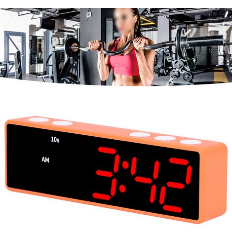 Minuteur d'entraînement fractionné Q20 Mini Gym, minuteur d'exercice multifonctionnel pour intérieur, cadre orange + affichage bleu et rouge (1/5)