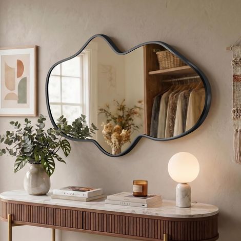 Miroir Mural Ondulé, Miroir Irrégulier avec Cadre en Métal pour Salle de Bain, Chambre (1/5)