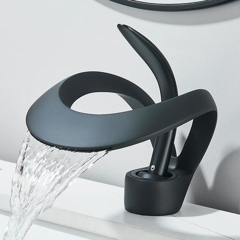 WASCHTISCHARMATUR Einhebelmischer für heißes und kaltes Wasser, Schwarz