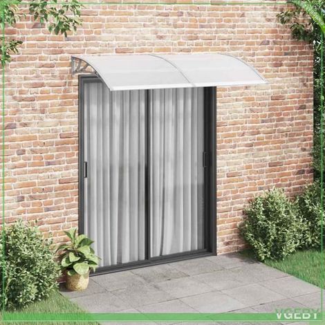 Auvent de porte - FAFEICY - 45630 - 200 x 100 cm - Polycarbonate creux 5 mm - Supports ABS gris (1/5)