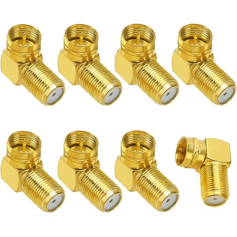 8 Pièces Adaptateur Satellite Coudé à 90 Adaptateur Coudé F Plaqué Or, Câble Coaxial 7mm Adaptateur F Prise, Adaptateur Coaxial RG6 à Angle Droit Plaqué Or, Fiches F Coudées à 90° F (1/5)