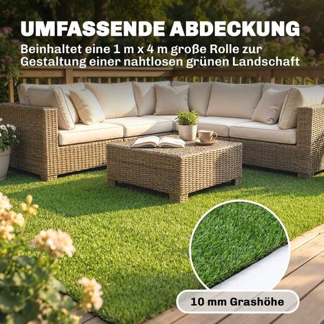 Gazon synthétique vert 100x400 cm, autodrainant et à brins de 10 mm de hauteur (1/4)