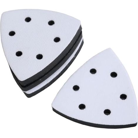 4pcs Patins de ponçage éponge triangulaires 93mm 6 trous, interface souple, pour ponceuses, résistant aux chocs et silencieux (1/5)